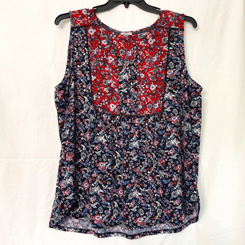 Red and Navy Floral Tank